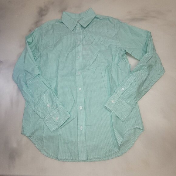 Tops - NEW Everlane Silky Cotton Striped Button Down Shirt Size 00 Mint Green Oversized